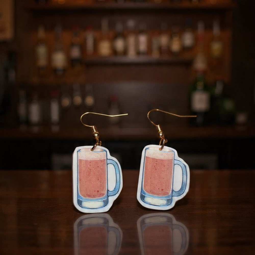 Handmade Beer Mug Dangle Earrings
